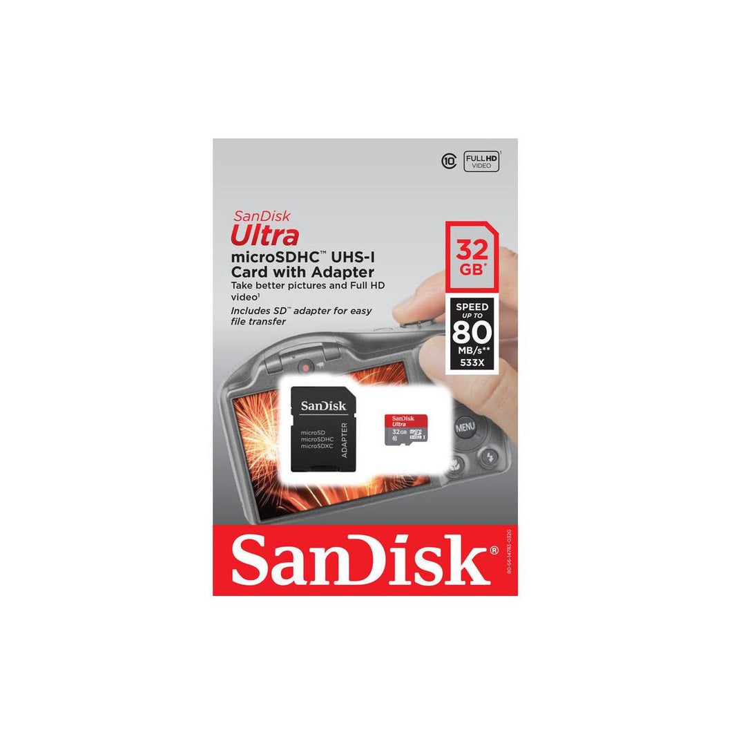 SanDisk 32GB Ultra UHS-I micro SDHC Class 10 Memory Card with SD Adapter