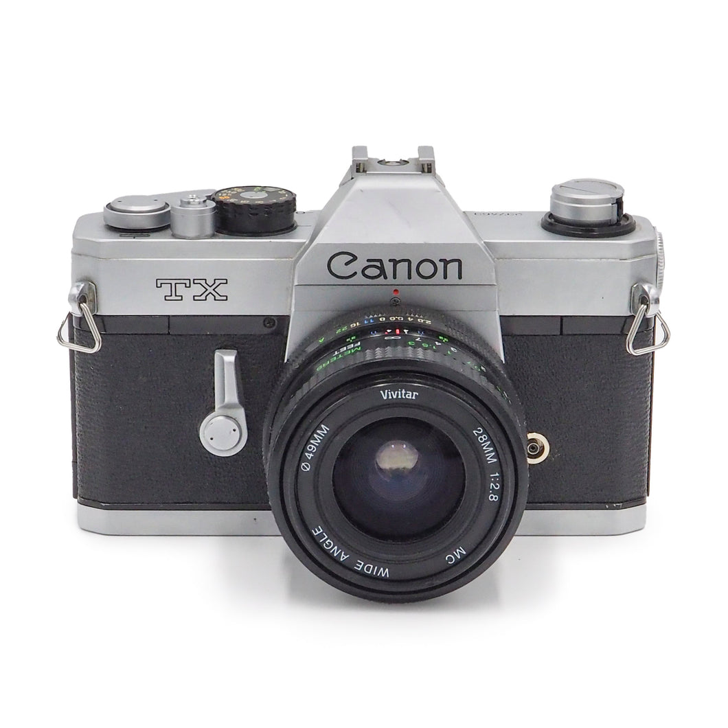 Canon TX with Vivitar 28mm f/2.8 MC Lens - USED