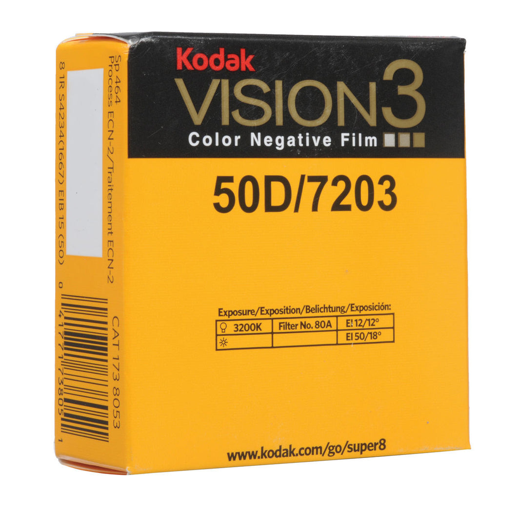 Kodak VISION3 50D Color Negative Super 8 Movie Film - 7203 - 50' Reel