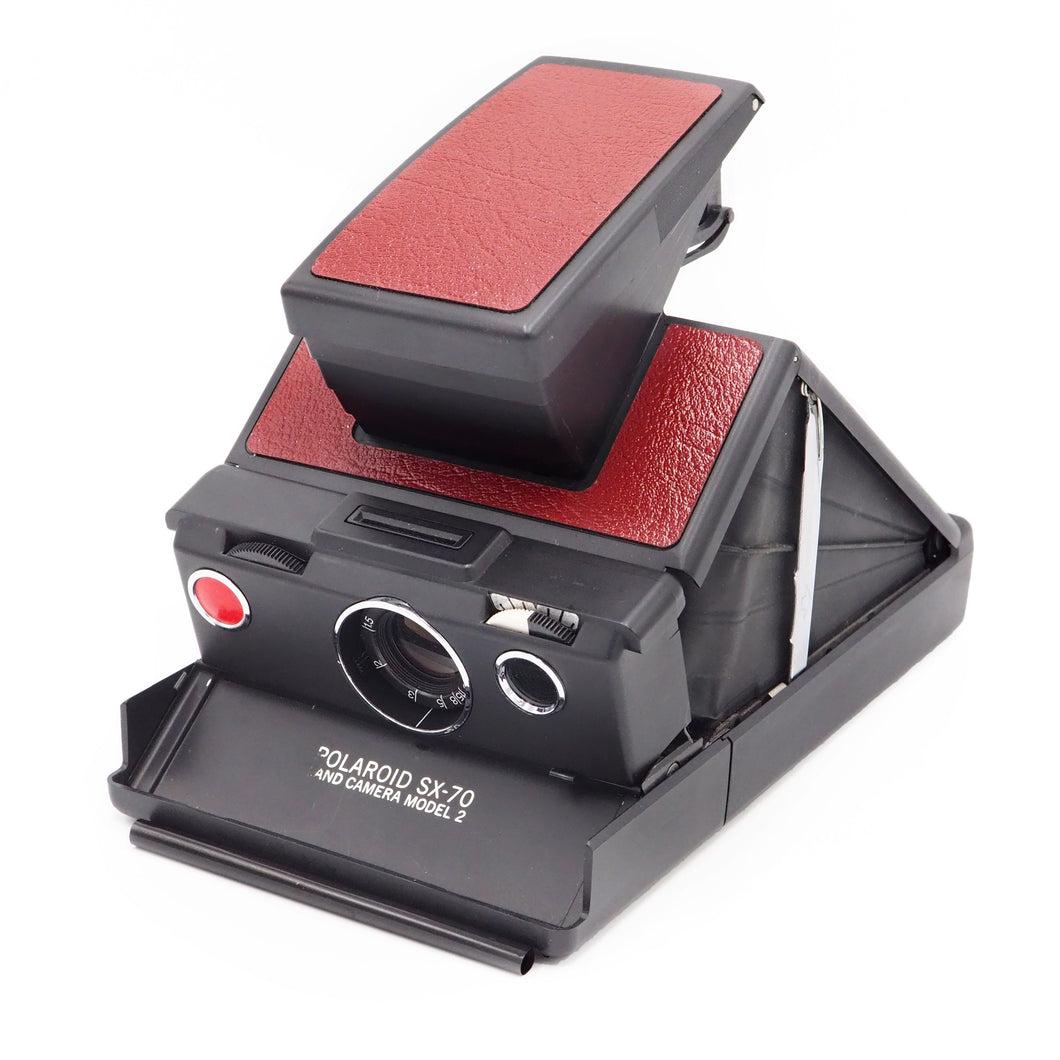 Polaroid SX-70 Model 2 Instant Film Camera - Converted to use 600 Film - Black and Red - USED