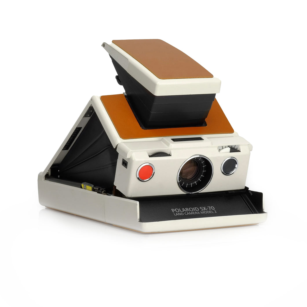 Polaroid SX-70 Instant Film Camera -  Converted to use 600 Film - White and Brown