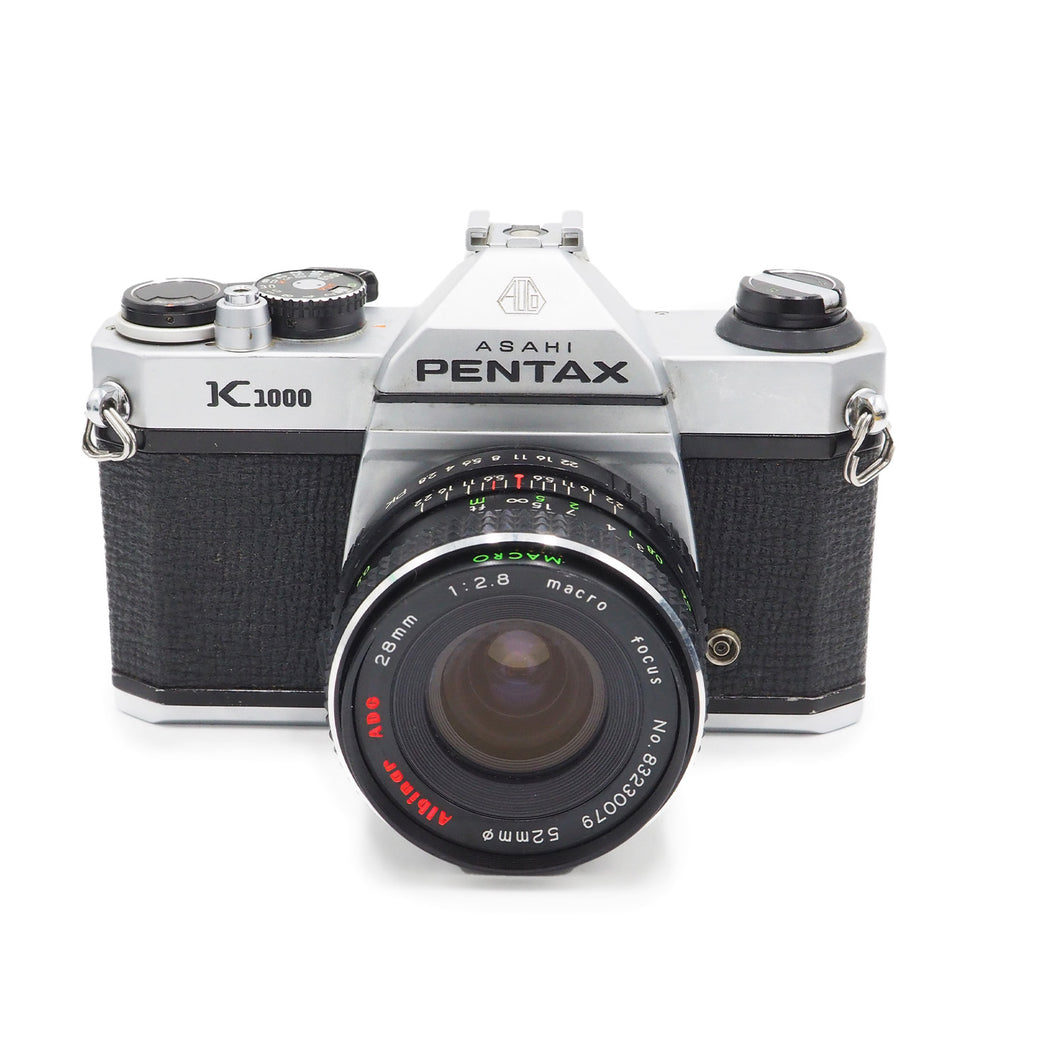 Pentax K1000 with Albinar ADG 28mm f/2.8 Macro Lens - USED - (See Description)