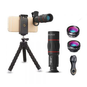 APEXEL Mobile Phone Camera Lens Universal 4 in 1 lens Kit With Tripod - Telephoto / Tripod / Wide Angle / Macro / Fisheye