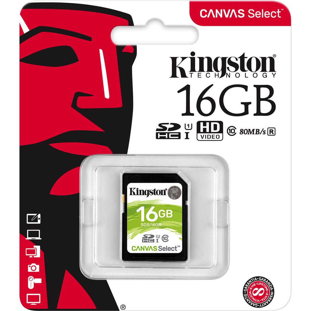 Kingston 16GB Canvas Select UHS-I SDHC Memory Card