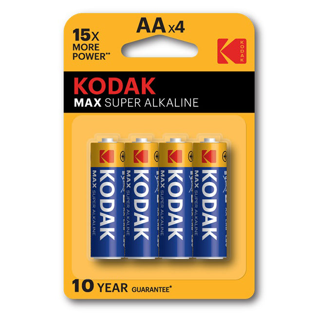 Kodak Max AA 1.5V Super Alkaline Batteries - 4 Pack