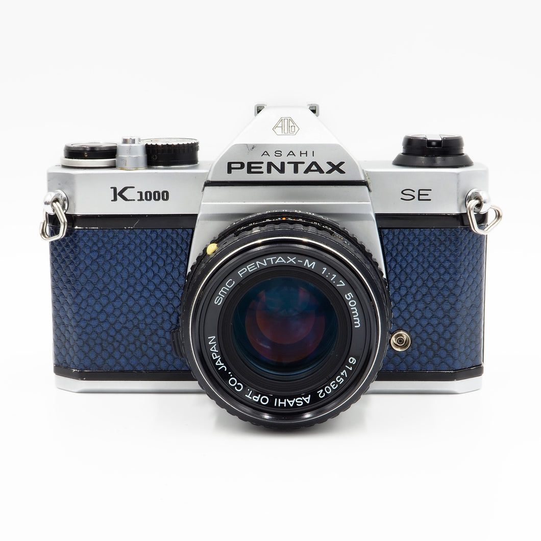 Pentax K1000 SE - Blue Leatherette - with 50mm f/1.7 Lens - USED