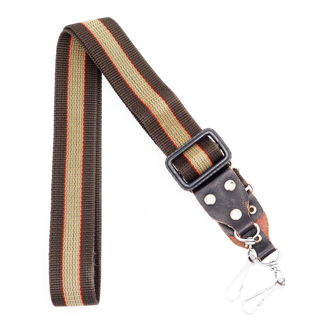 Brown Tan Stripe Adjustable Camera Shoulder Neck Strap - USED